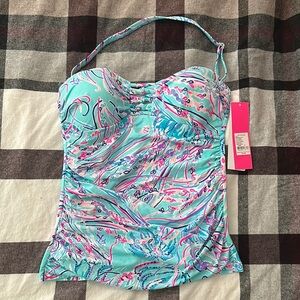 Lilly Pulitzer Blue and Pink Tankini Top